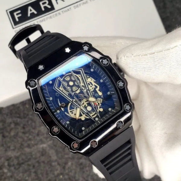 Richard Black Belt Skeleton Watch